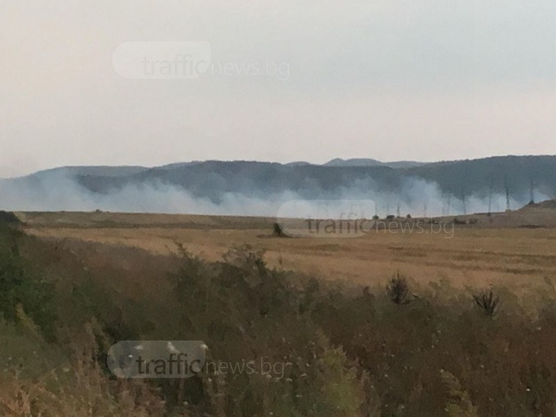 Пожарът, който избухна край жп линията Карлово - Баня, е овладян ВИДЕО