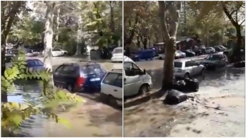 Авария превърна улицата пред Механотехникума в езеро ВИДЕО