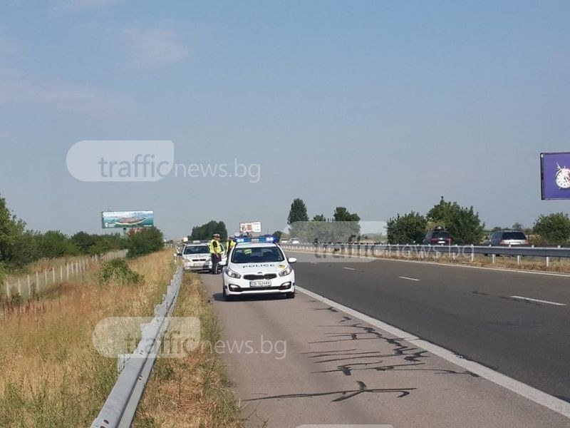 Катастрофа на магистралата край Пловдив, такси и пикап се удариха