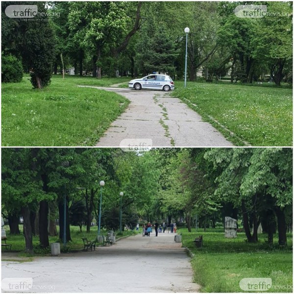 Скандал в пловдивски парк! Полицаи седнаха да си починат на пейка, граждани им се скараха