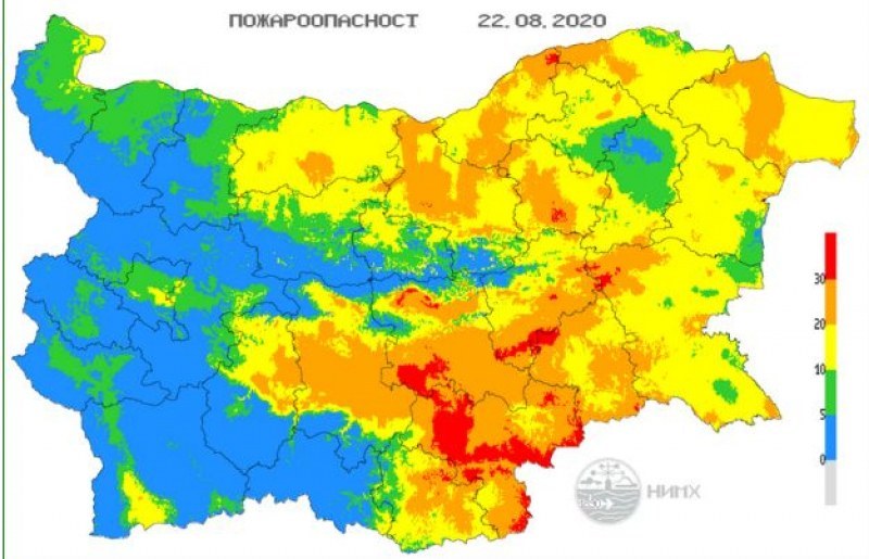 Екстремална степен на риска за пожароопасност обявиха в 5 области в страната