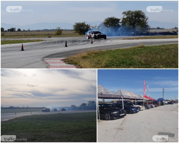 Мощни БМВ-та мерят сили край Пловдив, 10 пилота дрифтират повече от час