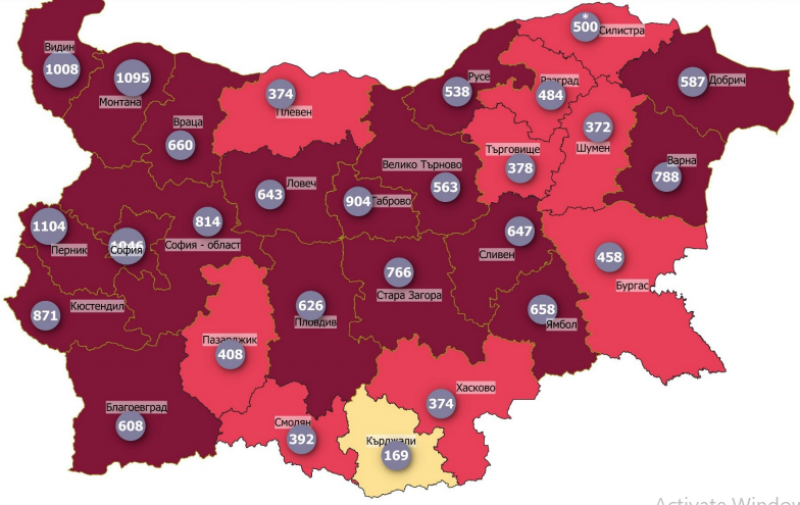 Случаите на COVID-19 у нас растат, 4 области минаха 1000 на 100 000 души