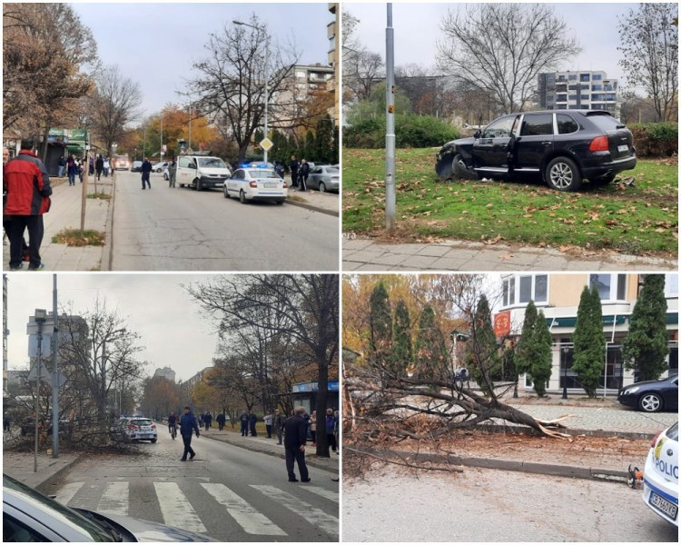 Жестока катастрофа в Кючука: Порше се вряза в дърво и стълб, водачът е избягал, а трима са пострадали