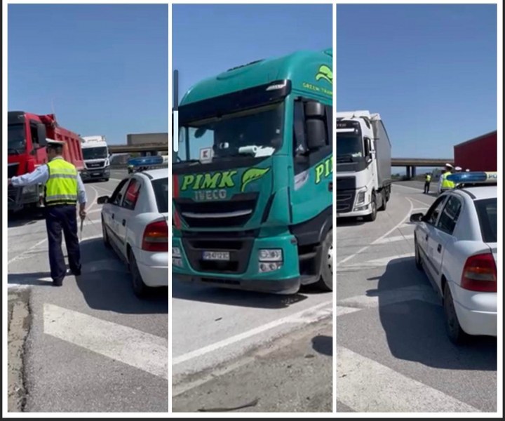 Полицаи на магистралата връщат камиони, които пътуват за протеста в София