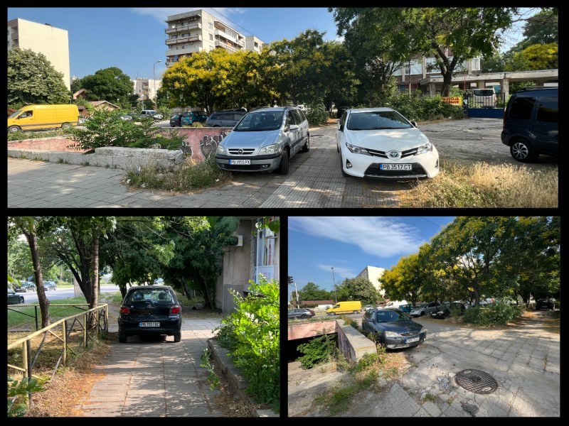 Автомобили превзеха тротоари и тревни площи в Пловдив