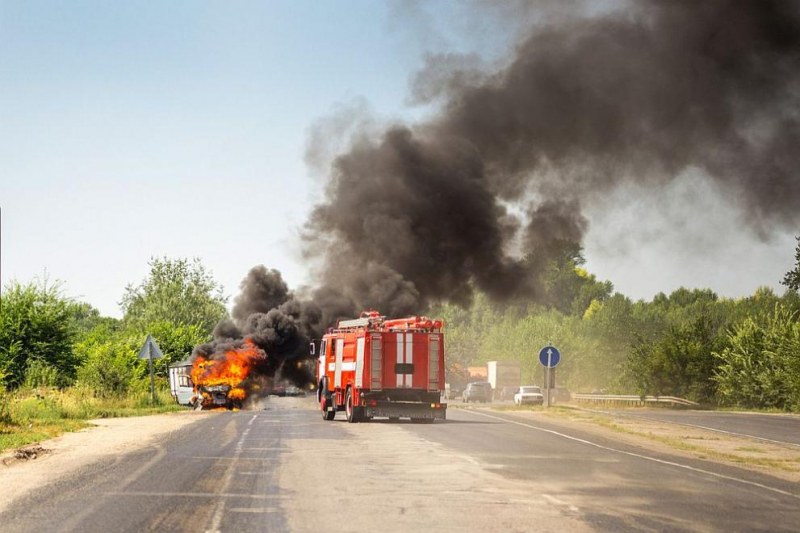 Камион горя край Калояново