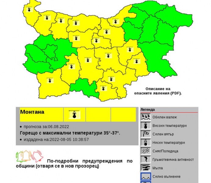 Жълт код за опасни жеги обявен в Пловдивско и още 15 области