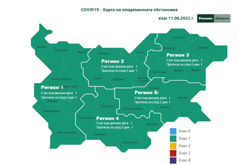 Намалява заболеваемостта у нас, COVID картата се оцветява в зелено
