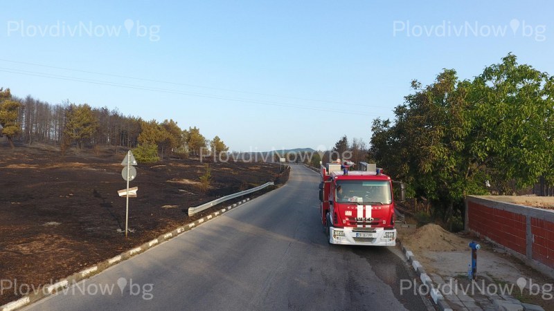 Пажар до пътя Пловдив-Садово
