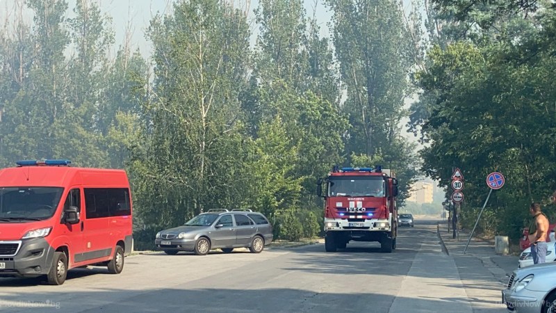 Три екипа огнеборци гасят горски пожар в Първомайско, борят се и с огъня на Гребната