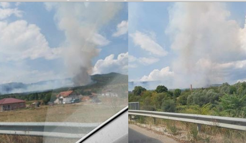 Пожарът в Карловско обхванал и землището на хисарско село, 6 екипа се борят