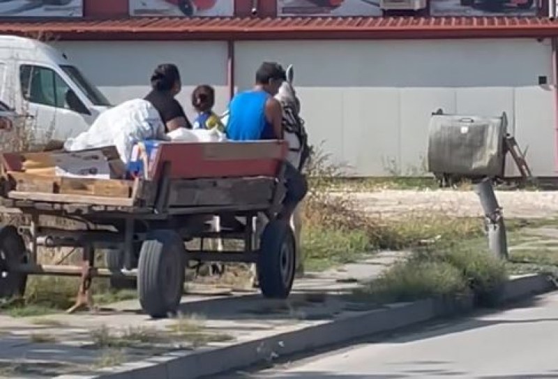 Каруца препуска по тротоар в Пловдив