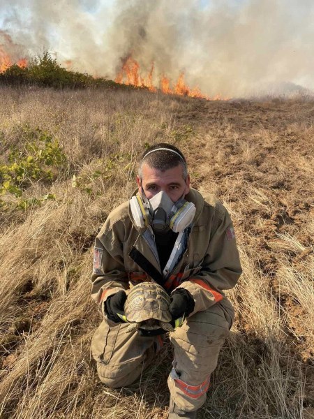 Огнеборец спаси костенурка от пожар край Брезово