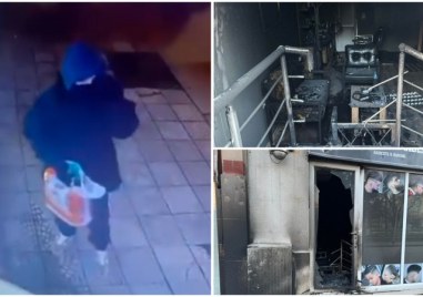 Камера запечата момента, в който мъж подпалва бръснарско студио в Смирненски