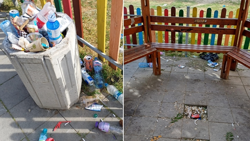 Детска площадка в Кючука тъне в боклуци