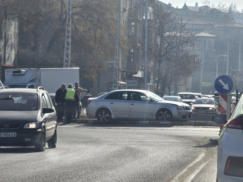 Кола се озова върху кръговото на Водната палата