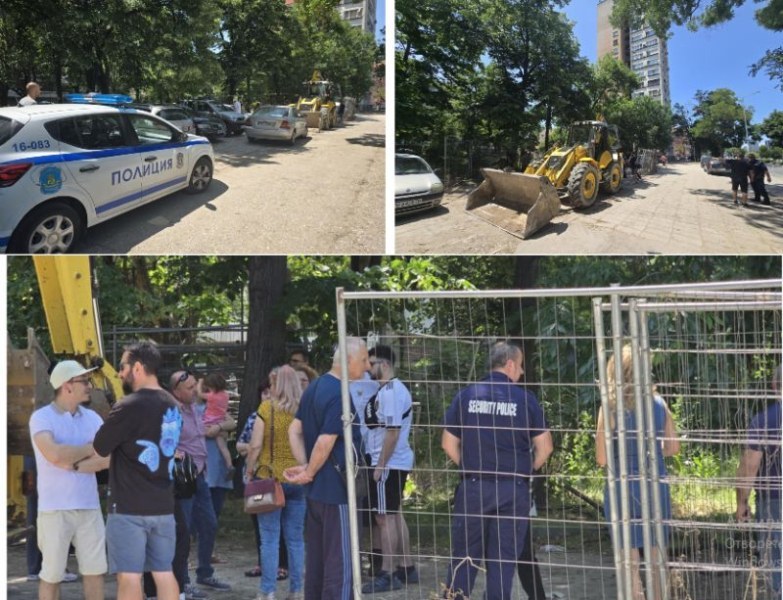 Багери, полиция и жива верига в Пловдив – хора застанаха против изсичане на дървета и застрояване