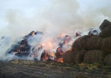 220 бали с фураж изгоряха в Асеновградско