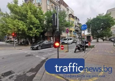 Счупен светофар на възлово кръстовище в Кючука