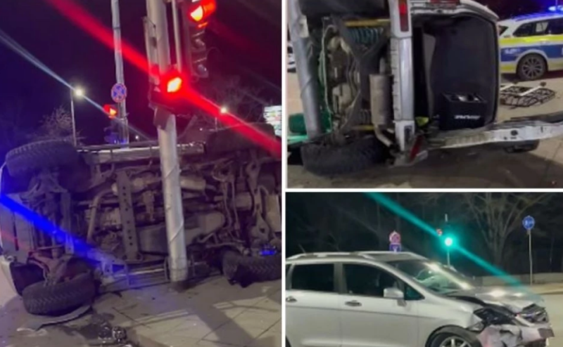 Зрелищна катастрофа в Пловдив, кола обърна джип