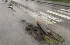 Катастрофа до детска градина в Прослав - кола се заби в пътен знак и дърво