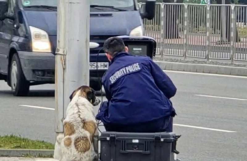 Куче и полицай следят за скоростта на Кукленско шосе