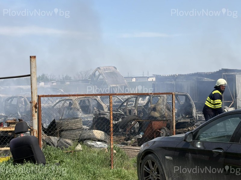 Голям пожар пламна в автоморга край Околовръстното