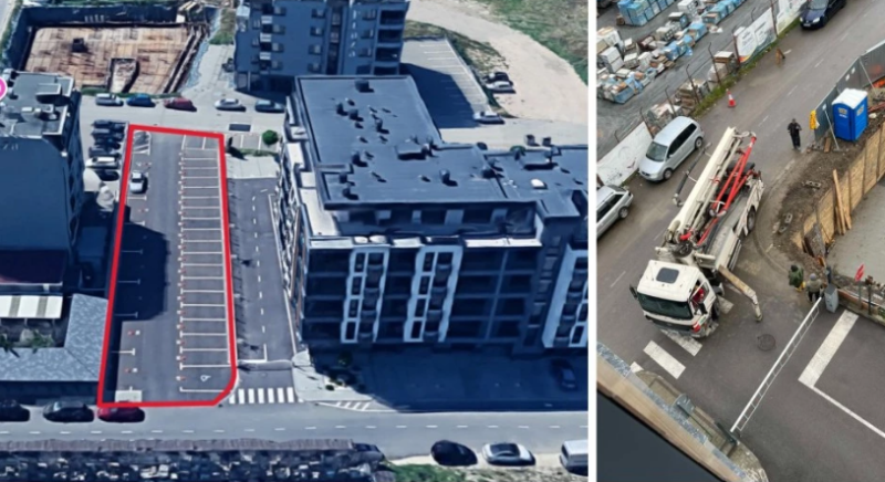 Строят жилищна сграда върху паркинг край Марица, тежка техника блокира улици