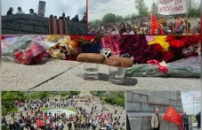 „Миротворецът” Путин, червен флаг със сърп и чук и чаши с водка в краката на Альоша, „Катюша” кънти на Бунарджика за Деня на Европа