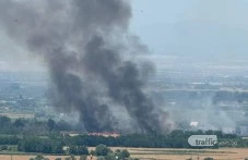 Пожар лумна край Пловдив, четири екипа на пожарната и доброволци гасят ВИДЕО
